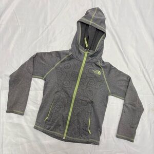 2/$20 The North Face Girls Small Grey Zip Up Hooded Sweatshirt Flower Design
